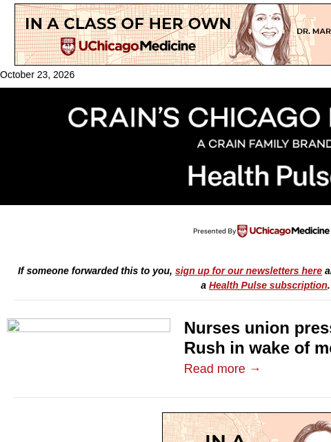 crainalerts newsletter: More union pressure for Endeavor