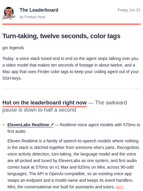 producthunt newsletter: 😸 Red means no