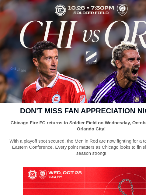 chicagofirefc newsletter: DON'T MISS OUT | Fan Appreciation Night on Wednesd...