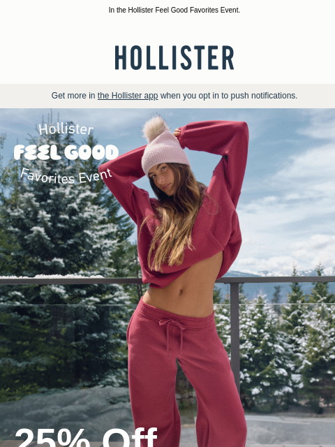 hollisterco newsletter: ALL sweatshirts & sweatpants on sale!