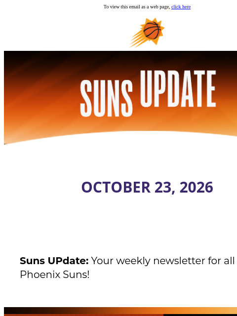 suns newsletter: Suns UPdate: The Suns are BACK at Home!