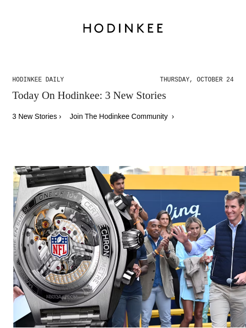 Today on Hodinkee... In-Depth: Breitling Agrees To Protect The NFL Shield Via Licensing Deal | Hodinkee Daily – Thursday, October 24 | Today On Hodinkee: 3 New Stories 3 New Stories › Join The Hodinkee