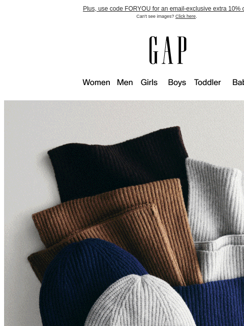 gap newsletter: A head start on the holidays: 50% off great gifts