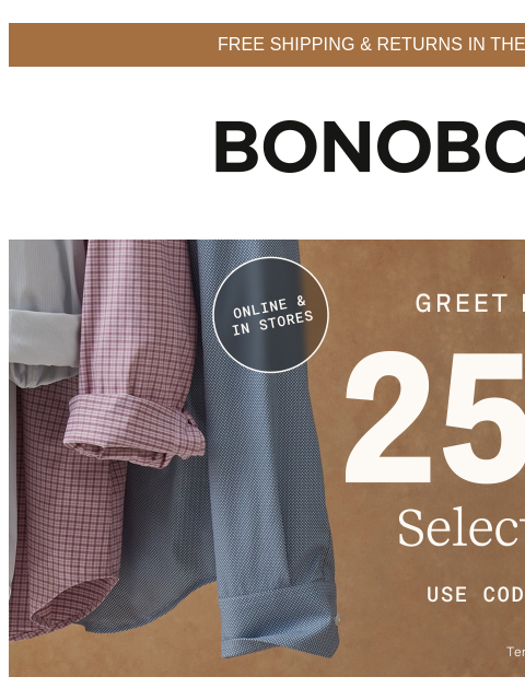 bonobos newsletter: Greet Fall with 25% Off Select Shirts