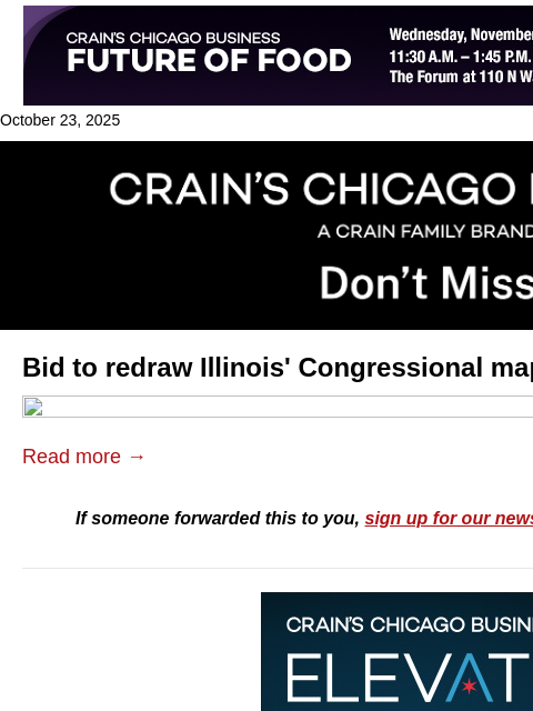 crainalerts newsletter: Bid to redraw Illinois' map faces long odds