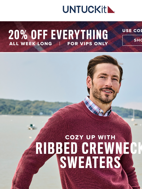 untuckit newsletter: New: Ribbed Crewneck Sweaters