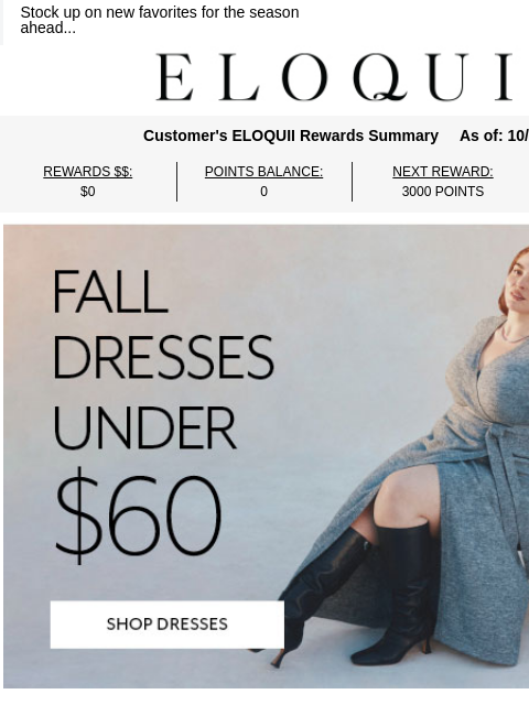 eloquii newsletter: ICYMI: dresses under $60 (!!)