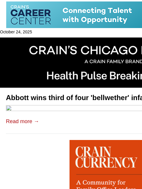 crainalerts newsletter: Abbott wins third of four 'bellwether' infant form...