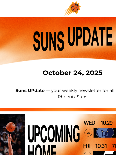 suns newsletter: Suns UPdate: Suns Start Season with a W 🔥