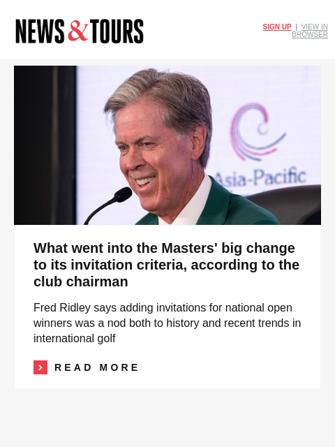 golfdigest newsletter: Masters, R&A chiefs send warning to golf world