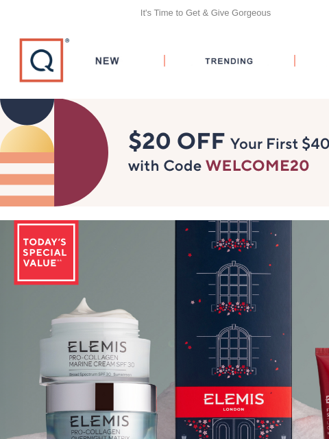 qvcemail newsletter: Ships Free! ELEMIS Gift Set + Get $20 Off