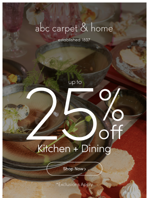 abchome newsletter: Fall Dining Sale Favorites—Up to 25% Off!