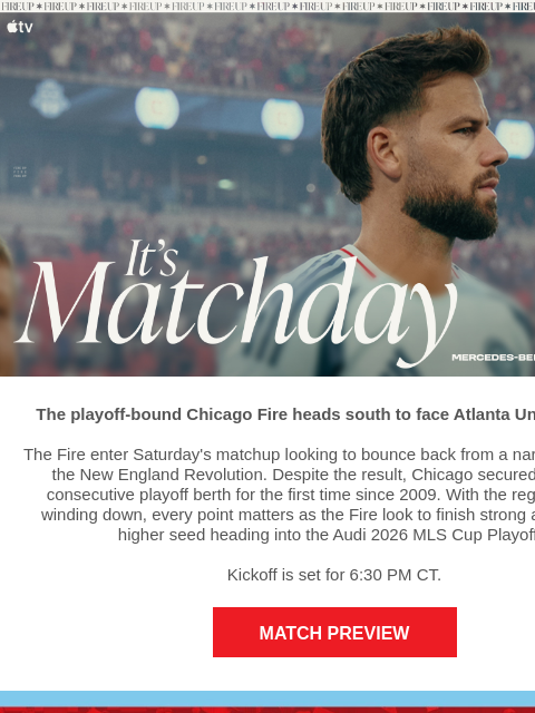 chicagofirefc newsletter: MATCHDAY | Chicago Fire vs Atlanta United