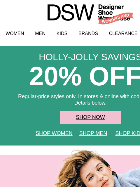 dsw newsletter: Take 20% off—and gift yourself