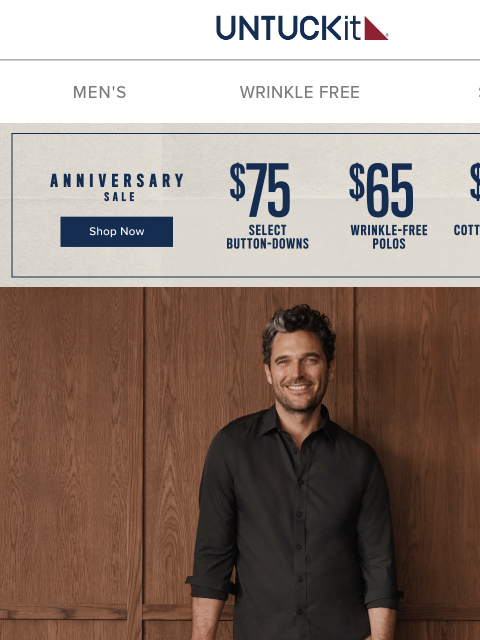 untuckit newsletter: 🎉 We Turned 15! Now Get $75 Button-Downs, $65 Wri...