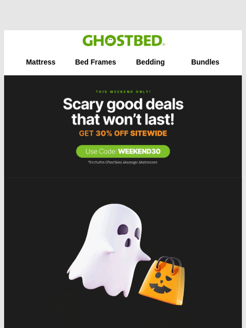 ghostbed newsletter: FLASH SALE ⚡️ 30% OFF EVERYTHING!