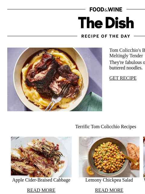foodandwine newsletter: Tom Colicchio's Braised Short Ribs