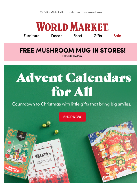 emailworldmarket newsletter: NEW Advent Calendars for a season of joy