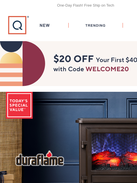 qvcemail newsletter: Warm Up Any Room with Duraflame+ Get $20 Off