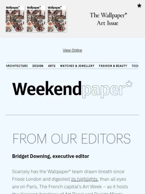 futureplc newsletter: Weekendpaper* | Design hot from Paris