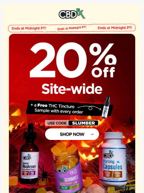 cbdfx newsletter: Last Chance: 20% OFF site-wide + FREE THC Drops! �...