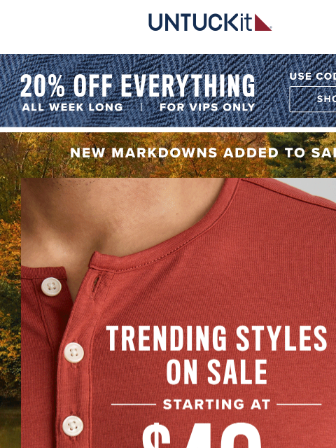 untuckit newsletter: Fresh Markdowns From $49