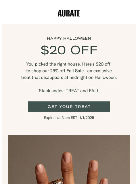 auratenewyork newsletter: 25% Off Plus $20 Off Treat