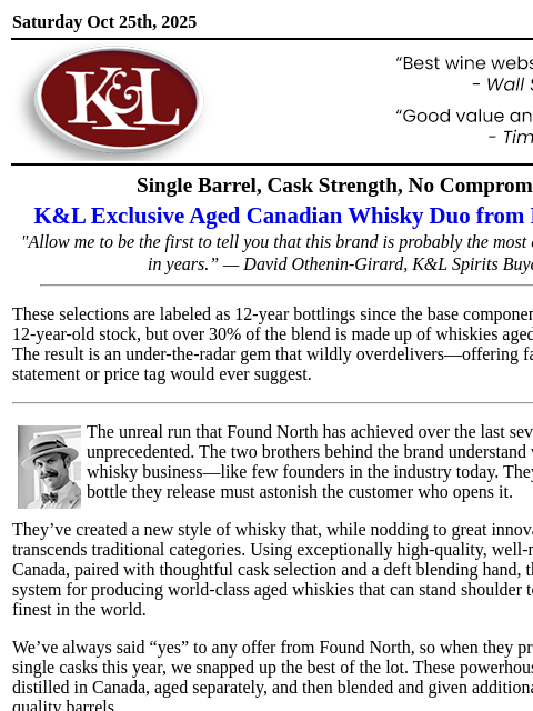 klwines newsletter: Exclusives from One of the Great Buys in Aged Whis...