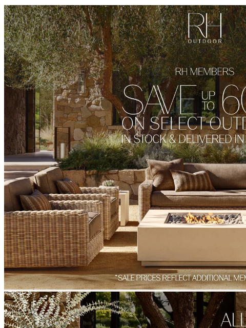 rh newsletter: Save Up to 60% on In-Stock Outdoor Collections