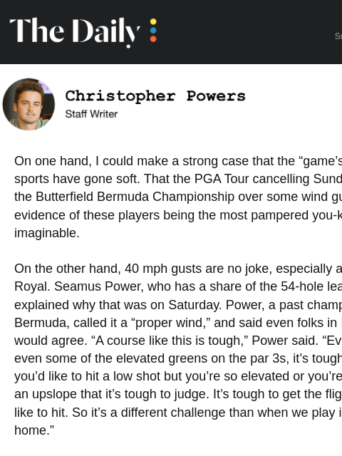 golfdigest newsletter: Weather creates havoc for PGA Tour