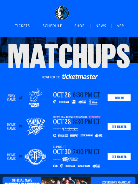 mavsmail newsletter: Mavs Matchups 🎟️ 📺