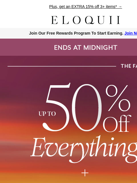 eloquii newsletter: Up to 50% off everything ends TONIGHT ❣️