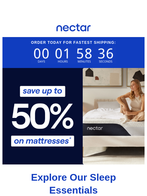 nectarsleep newsletter: New season, new sleep. Save up to 50% on mattresse...