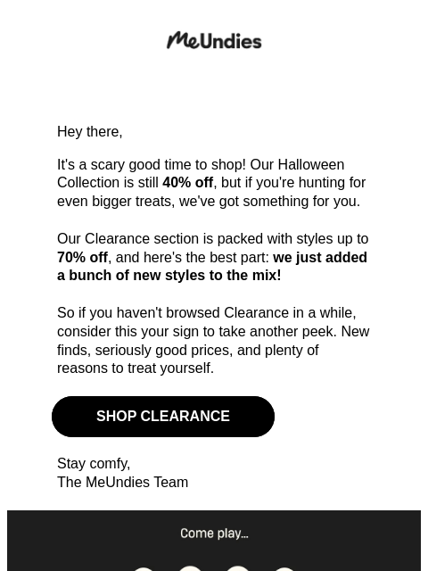meundies newsletter: NEW STYLES added to Clerarance!