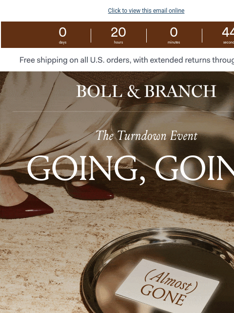 bollandbranch newsletter: Turndown Event: it's time to check out