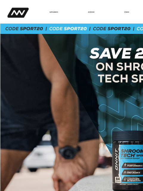 This week only save 20% on Shroom Tech® SPORT, shop new limited edition tees today while supplies last, and learn essential tips for gaining strength fast. SUPPLEMENTS NUTRITION FITNESS APPAREL The