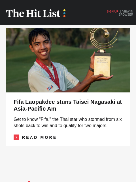 golfdigest newsletter: A six-shot comeback at the Asia-Pacific Am