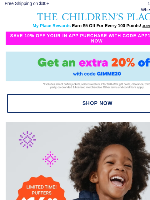 childrensplace newsletter: Must-Have Winter-Ready Jackets 50-60% OFF❄️