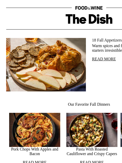 foodandwine newsletter: 18 Fall Appetizers for Your Next Cozy Night In