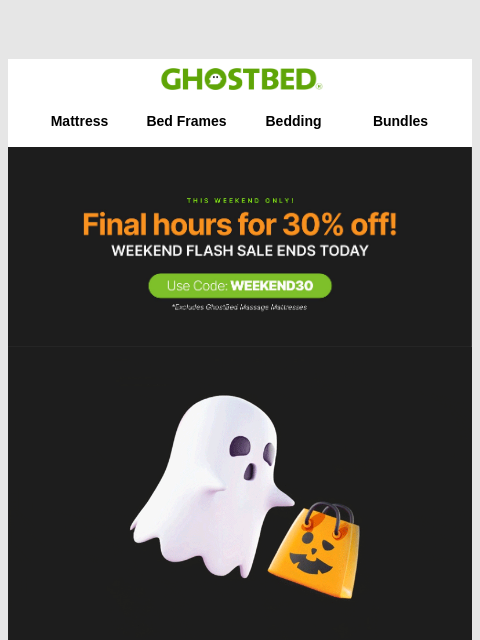 ghostbed newsletter: FLASH SALE ⚡️ 30% OFF EVERYTHING!