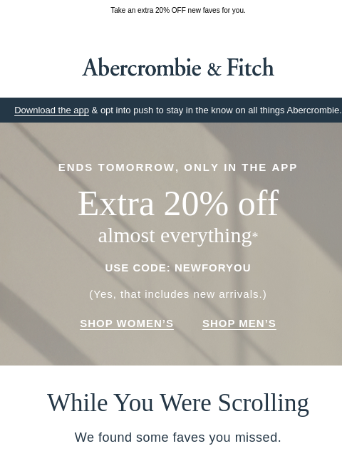 abercrombie newsletter: Heads up for this one.