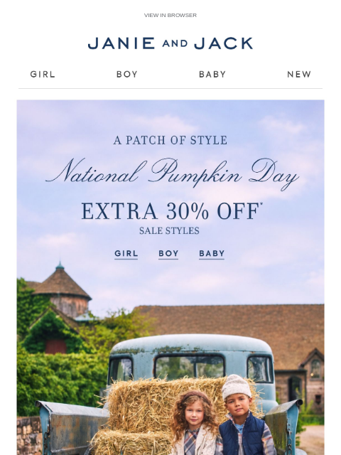 janieandjack newsletter: Extra 30% off sale for a limited time