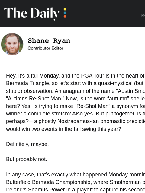 golfdigest newsletter: Austin Smotherman is the King of the Fall