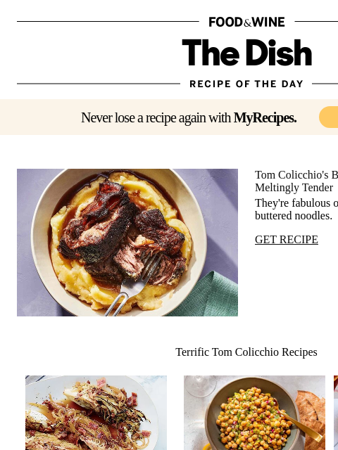 foodandwine newsletter: Tom Colicchio's Braised Short Ribs