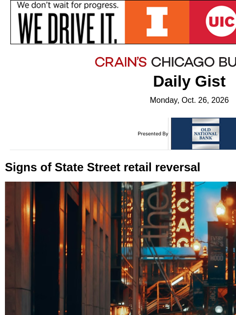 crainalerts newsletter: Signs of State Street retail reversal