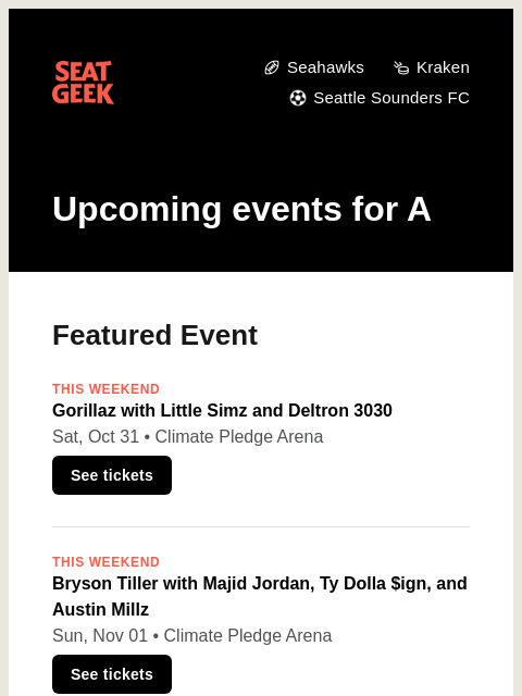 seatgeek newsletter: Gorillaz with Little Simz and Deltron 3030/Bryson ...