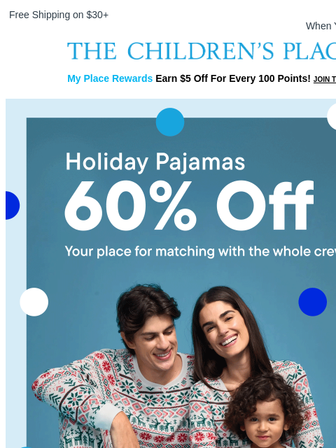 childrensplace newsletter: 60% Off Matching PJs? It's Giving Merry.
