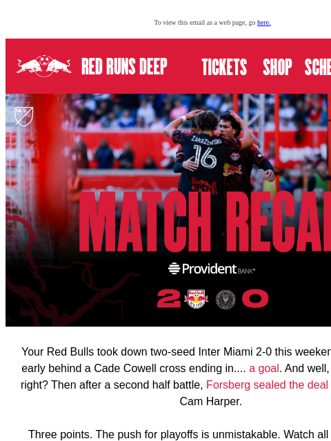 newyorkredbulls newsletter: Match Recap: RBNY vs Inter Miami