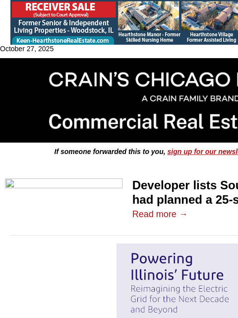 crainalerts newsletter: Developer looks to ditch South Loop apartments pla...