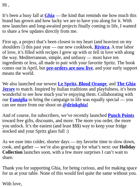 drinkghia newsletter: The latest from Ghia HQ 💌